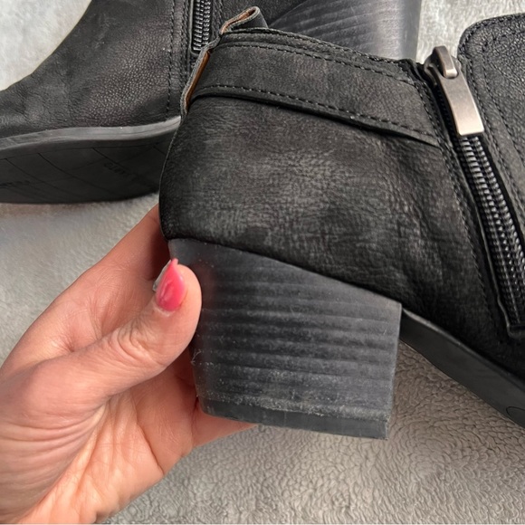 Franco Sarto Garfield Moto Buckle Ankle Harness Bootie Black Suede 8.5 - Picture 7 of 17